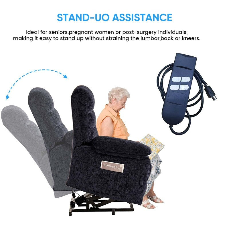 Mixoy Velvet Power Lift Recliners Chair,Dual Motor Heat Massage Electric Recliner Chair with Remote