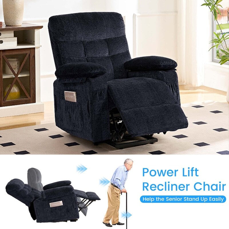 Mixoy Velvet Power Lift Recliners Chair,Dual Motor Heat Massage Electric Recliner Chair with Remote