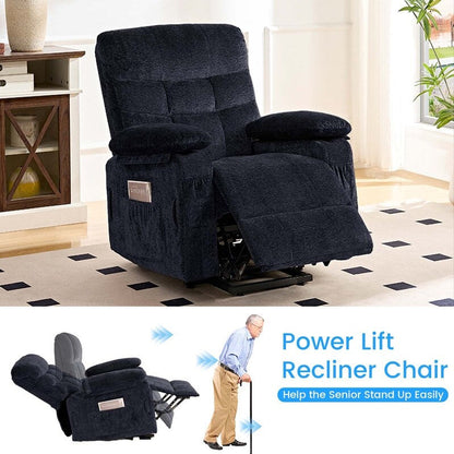 Mixoy Velvet Power Lift Recliners Chair,Dual Motor Heat Massage Electric Recliner Chair with Remote