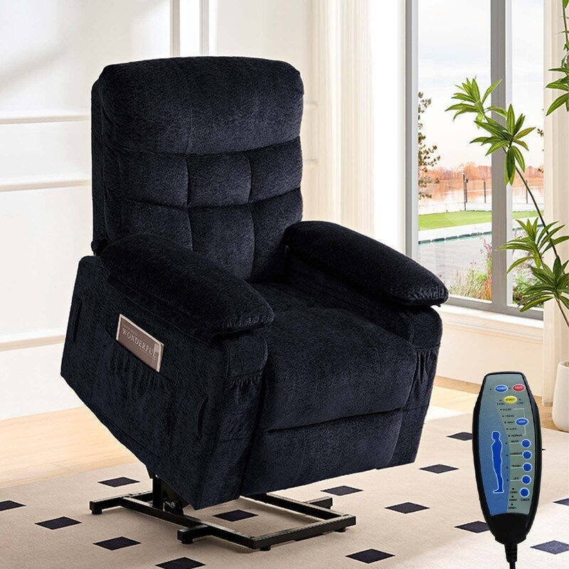 Mixoy Velvet Power Lift Recliners Chair,Dual Motor Heat Massage Electric Recliner Chair with Remote