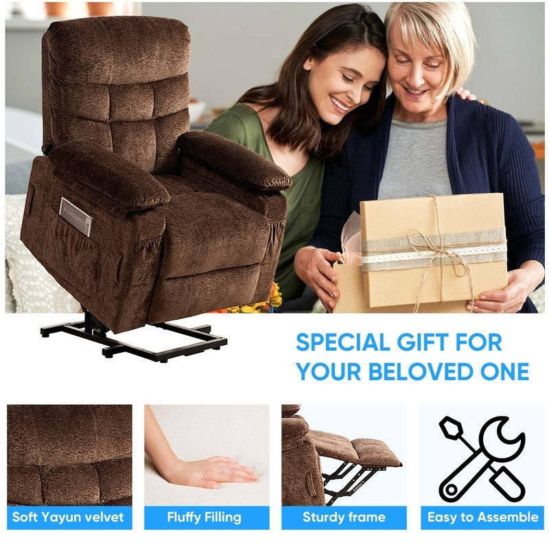 Mixoy Velvet Power Lift Recliners Chair,Dual Motor Heat Massage Electric Recliner Chair with Remote
