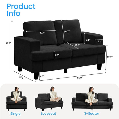 Mixoy W56Loveseat Sectional Sofa,Chenille Fabric Cloud Sleeper Comfy Upholstered 2-Seater Couches