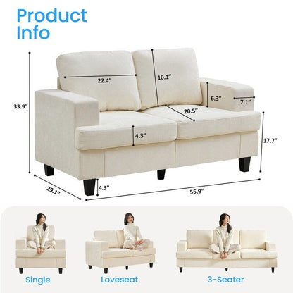 Mixoy W56Loveseat Sectional Sofa,Chenille Fabric Cloud Sleeper Comfy Upholstered 2-Seater Couches