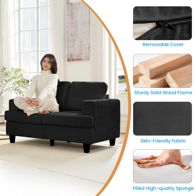 Mixoy W56Loveseat Sectional Sofa,Chenille Fabric Cloud Sleeper Comfy Upholstered 2-Seater Couches