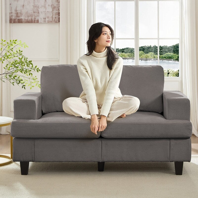 Mixoy W56Loveseat Sectional Sofa,Chenille Fabric Cloud Sleeper Comfy Upholstered 2-Seater Couches