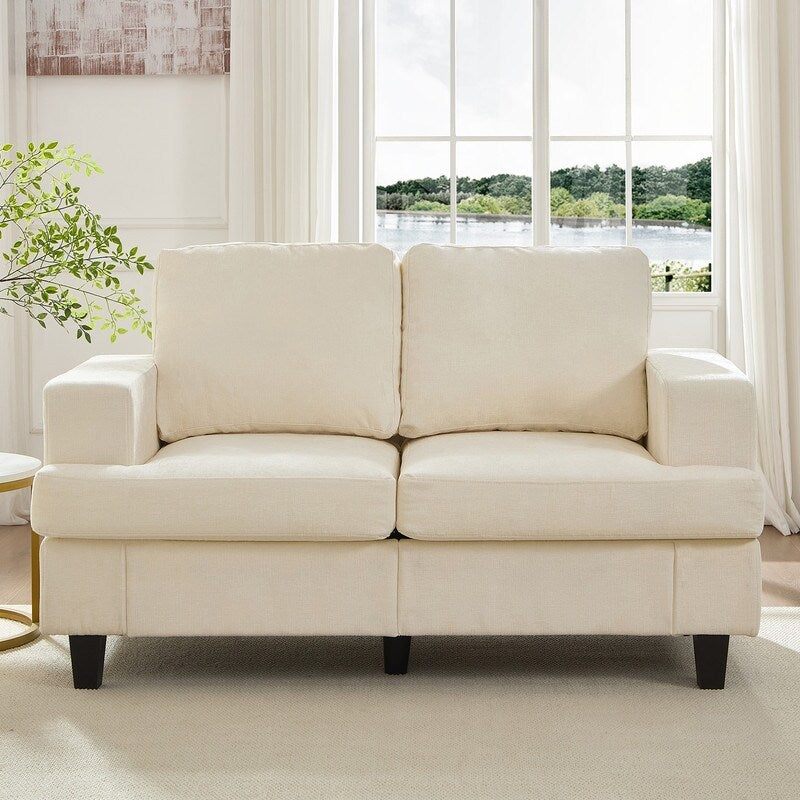 Mixoy W56Loveseat Sectional Sofa,Chenille Fabric Cloud Sleeper Comfy Upholstered 2-Seater Couches