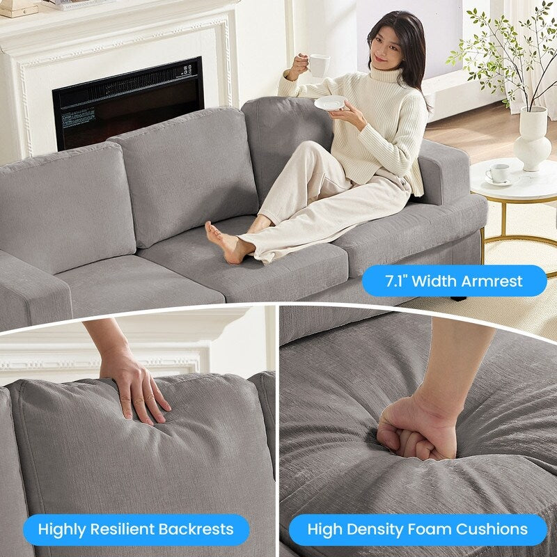 Mixoy W56Loveseat Sectional Sofa,Chenille Fabric Cloud Sleeper Comfy Upholstered 2-Seater Couches