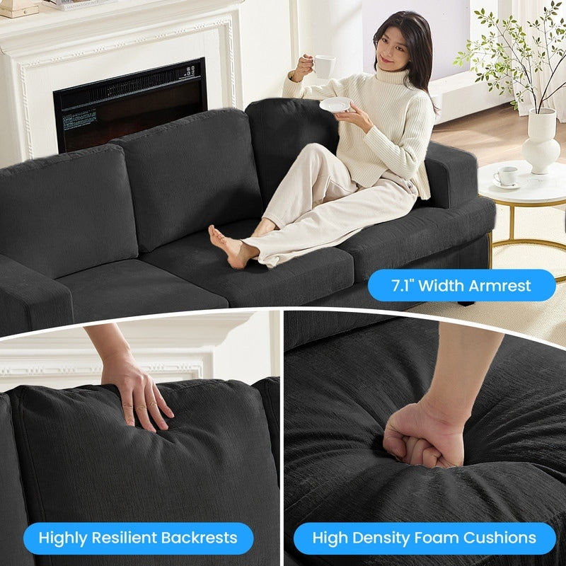 Mixoy W56Loveseat Sectional Sofa,Chenille Fabric Cloud Sleeper Comfy Upholstered 2-Seater Couches