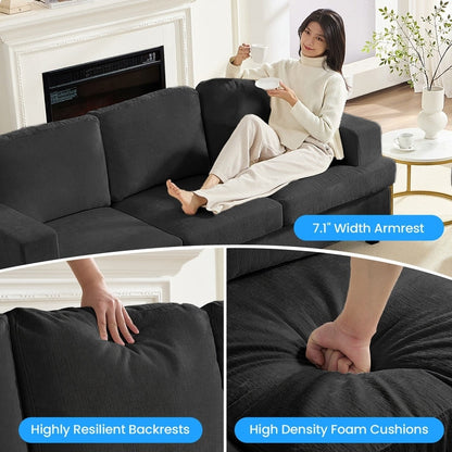 Mixoy W56Loveseat Sectional Sofa,Chenille Fabric Cloud Sleeper Comfy Upholstered 2-Seater Couches