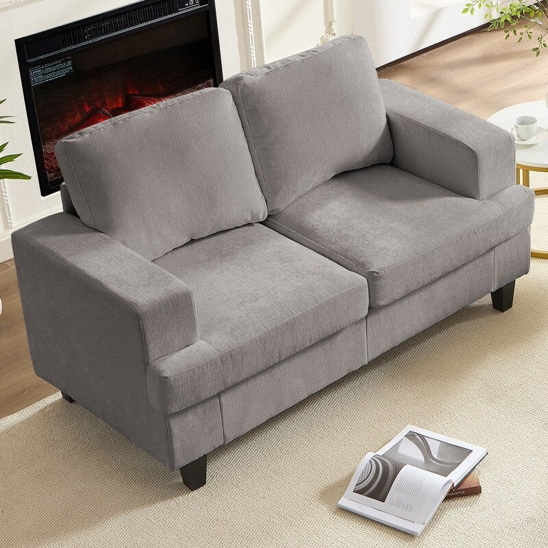 Mixoy W56Loveseat Sectional Sofa,Chenille Fabric Cloud Sleeper Comfy Upholstered 2-Seater Couches