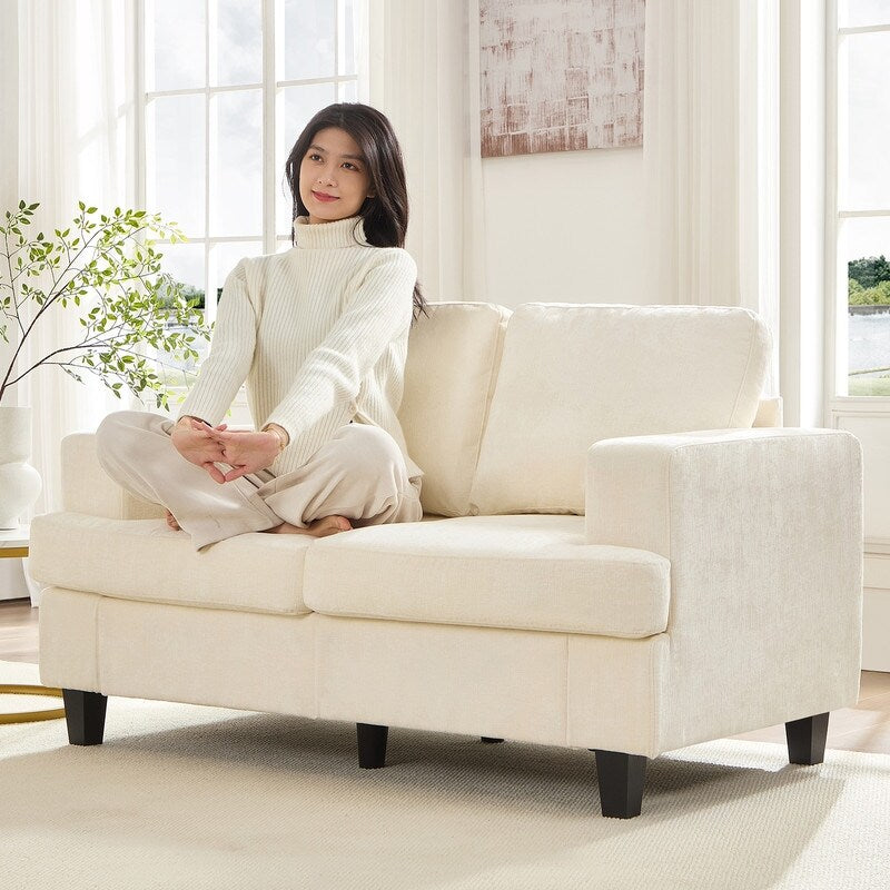Mixoy W56Loveseat Sectional Sofa,Chenille Fabric Cloud Sleeper Comfy Upholstered 2-Seater Couches