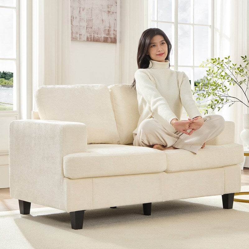 Mixoy W56Loveseat Sectional Sofa,Chenille Fabric Cloud Sleeper Comfy Upholstered 2-Seater Couches