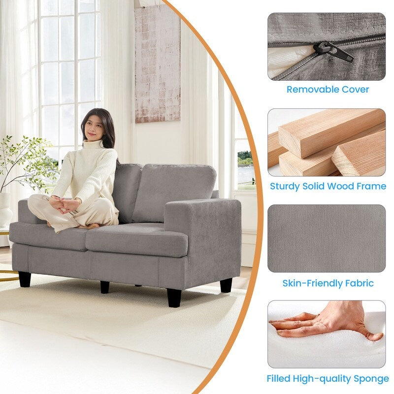 Mixoy W56Loveseat Sectional Sofa,Chenille Fabric Cloud Sleeper Comfy Upholstered 2-Seater Couches