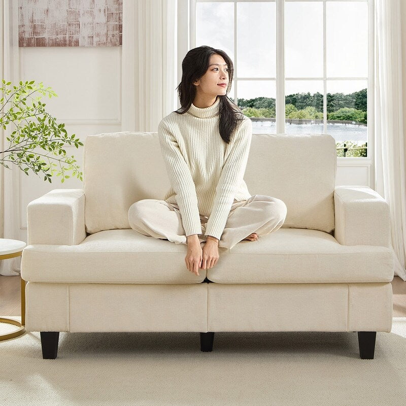 Mixoy W56Loveseat Sectional Sofa,Chenille Fabric Cloud Sleeper Comfy Upholstered 2-Seater Couches