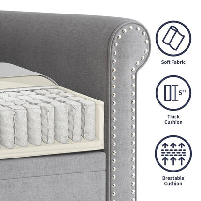 Mixoy W76'' Modern Soft Linen Fabric 3-Seater Sofa Couch with Rivet Design for Living Room
