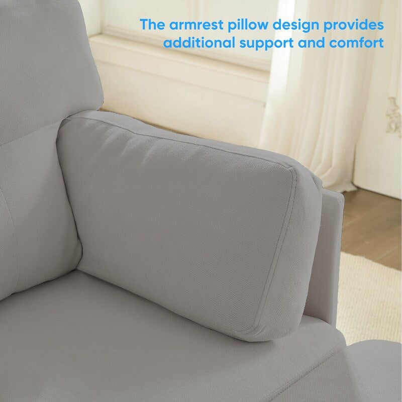 Mixoy W87U-Shaped Sectional Couches,Velvet 4-Seater Convertible Sofa With Movable Storage Ottomans