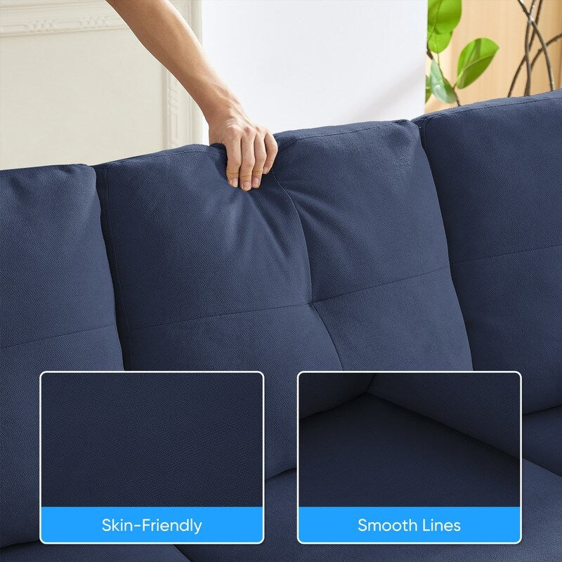 Mixoy W87U-Shaped Sectional Couches,Velvet 4-Seater Convertible Sofa With Movable Storage Ottomans