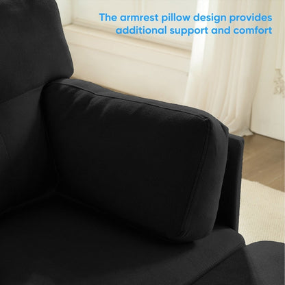Mixoy W87U-Shaped Sectional Couches,Velvet 4-Seater Convertible Sofa With Movable Storage Ottomans