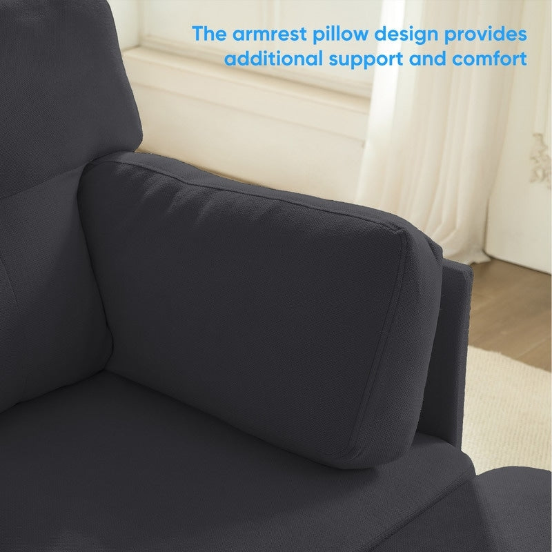 Mixoy W87U-Shaped Sectional Couches,Velvet 4-Seater Convertible Sofa With Movable Storage Ottomans