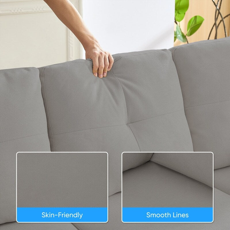 Mixoy W87U-Shaped Sectional Couches,Velvet 4-Seater Convertible Sofa With Movable Storage Ottomans