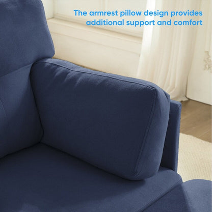 Mixoy W87U-Shaped Sectional Couches,Velvet 4-Seater Convertible Sofa With Movable Storage Ottomans