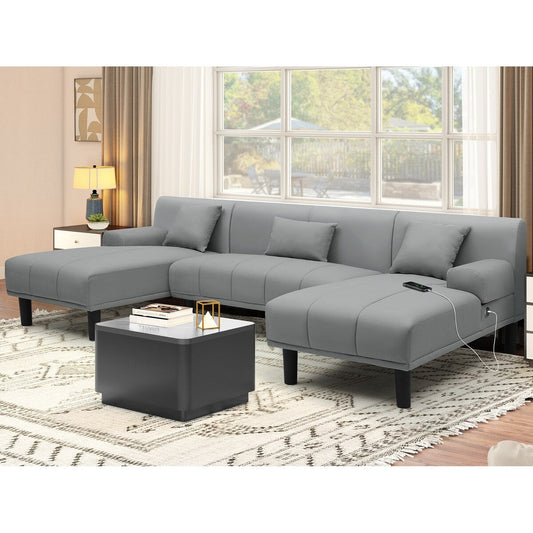 Moasis 106 PU Sectional Couches U Shaped Sofa Modern Modular Couch - 106.3 L x 45.6 W x 26.7 H