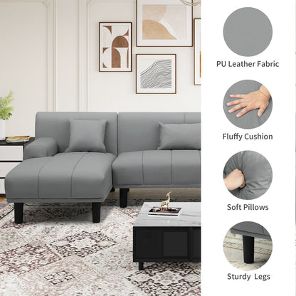 Moasis 106 PU Sectional Couches U Shaped Sofa Modern Modular Couch - 106.3 L x 45.6 W x 26.7 H