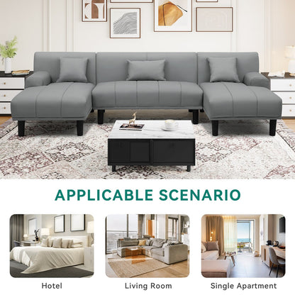 Moasis 106 PU Sectional Couches U Shaped Sofa Modern Modular Couch - 106.3 L x 45.6 W x 26.7 H