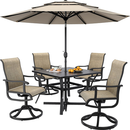 5/7/9 PCS Outdoor Dining Sets with 28W Textilene Swivel Chairs, Table