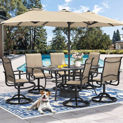 5/7/9 PCS Outdoor Dining Sets with 28W Textilene Swivel Chairs, Table