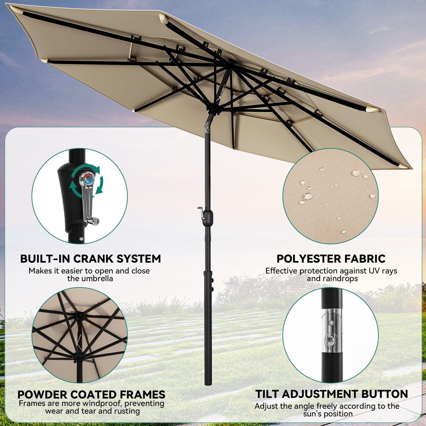 5/7/9 PCS Outdoor Dining Sets with 28W Textilene Swivel Chairs, Table