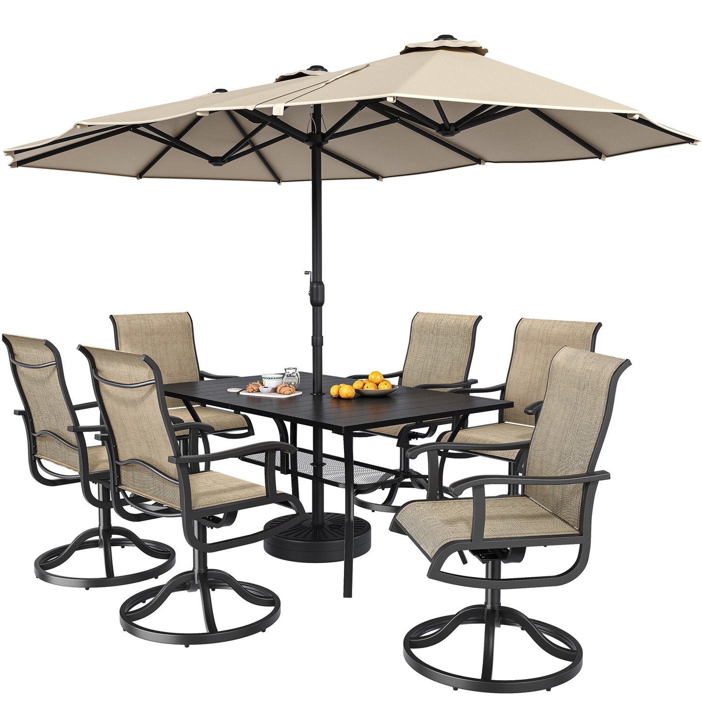 5/7/9 PCS Outdoor Dining Sets with 28W Textilene Swivel Chairs, Table