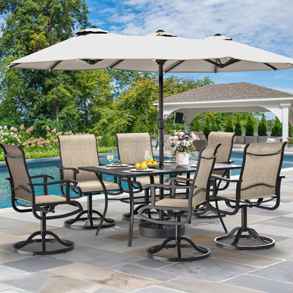 5/7/9 PCS Outdoor Dining Sets with 28W Textilene Swivel Chairs, Table