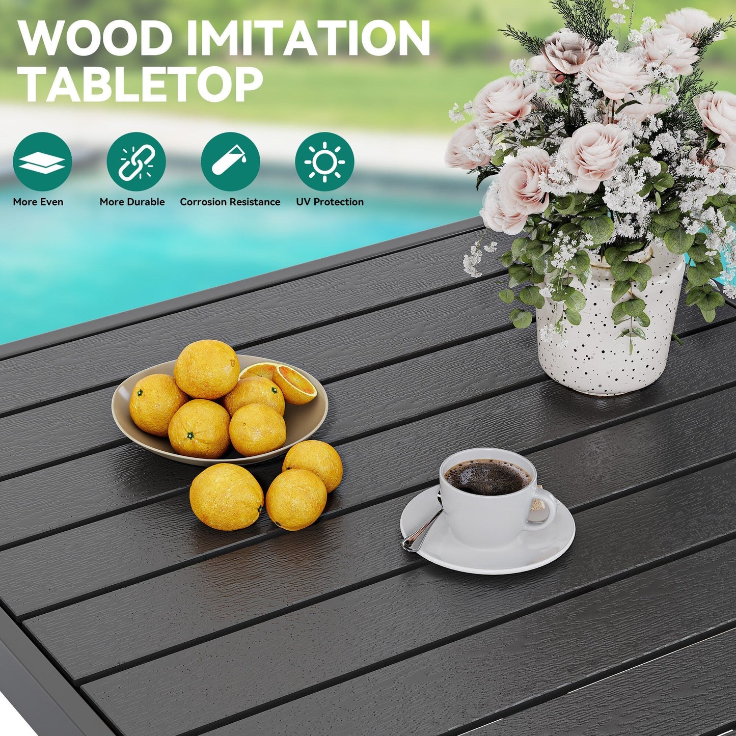 5/7/9 PCS Outdoor Dining Sets with 28W Textilene Swivel Chairs, Table
