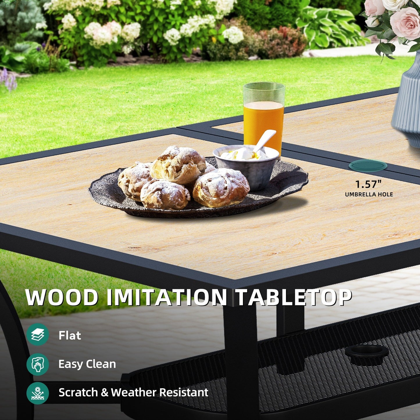 5/7/9 PCS Outdoor Dining Sets with 28W Textilene Swivel Chairs, Table
