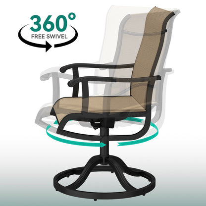 5/7/9 PCS Outdoor Dining Sets with 28W Textilene Swivel Chairs, Table