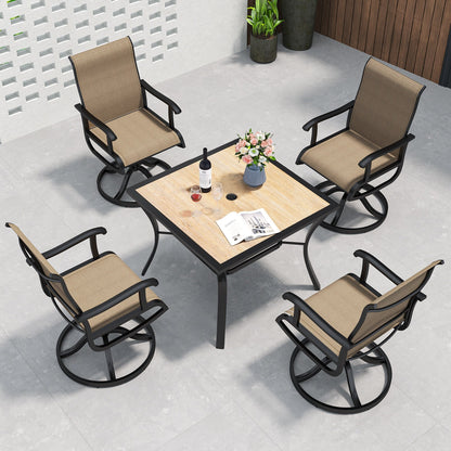 5/7/9 PCS Outdoor Dining Sets with 28W Textilene Swivel Chairs, Table