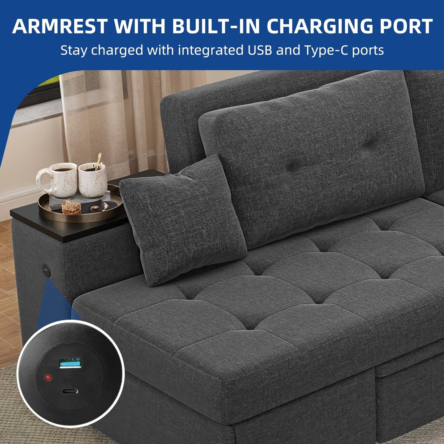 Moasis 5-in-1 Multi-Functional Sofa Bed Modern Folding Sofa