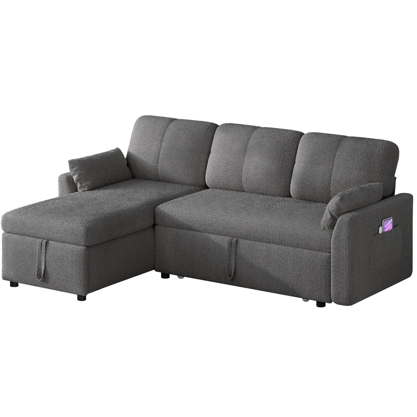 Moasis L-shaped 3-seater Reversible Sectional Sofa Bed Sleeper with Storage and Cushions