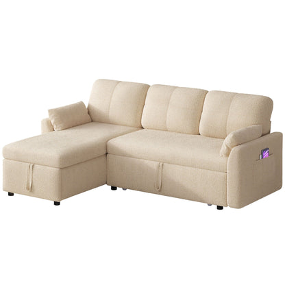 Moasis L-shaped 3-seater Reversible Sectional Sofa Bed Sleeper with Storage and Cushions