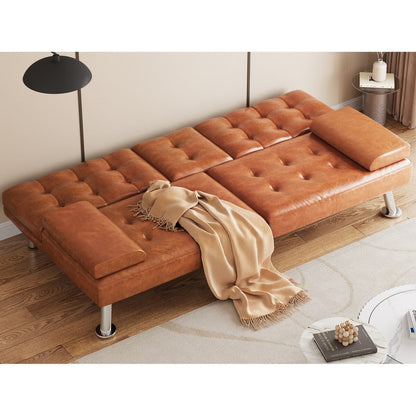 Moasis Modern Loveseat Convertible Sofa Bed PVC Leather Fabric Sofa - 64Lx30Wx26H