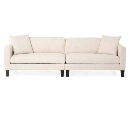 Modern 101 3-seater Sofa with Wood Legs and Two Pillows for Living Room