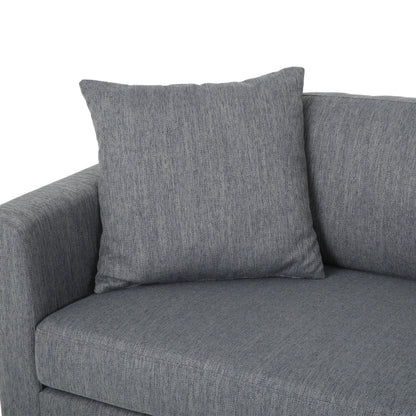 Modern 101 3-seater Sofa with Wood Legs and Two Pillows for Living Room