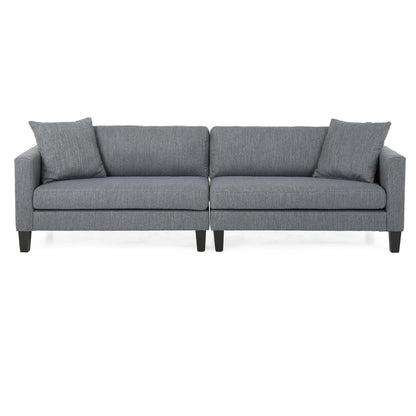 Modern 101 3-seater Sofa with Wood Legs and Two Pillows for Living Room