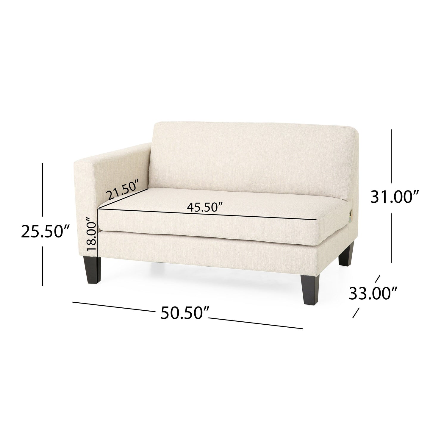 Modern 101 3-seater Sofa with Wood Legs and Two Pillows for Living Room