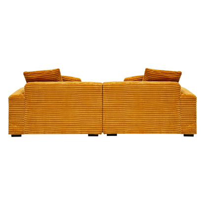 Modern 104.72 Corduroy 4-seat Sofa with 4 Throw Pillows for Living Room