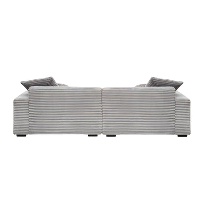 Modern 104.72 Corduroy 4-seat Sofa with 4 Throw Pillows for Living Room