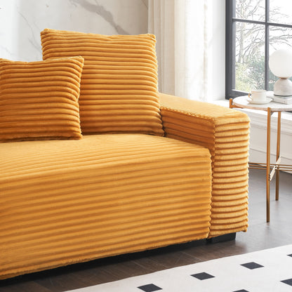 Modern 104.72 Corduroy 4-seat Sofa with 4 Throw Pillows for Living Room