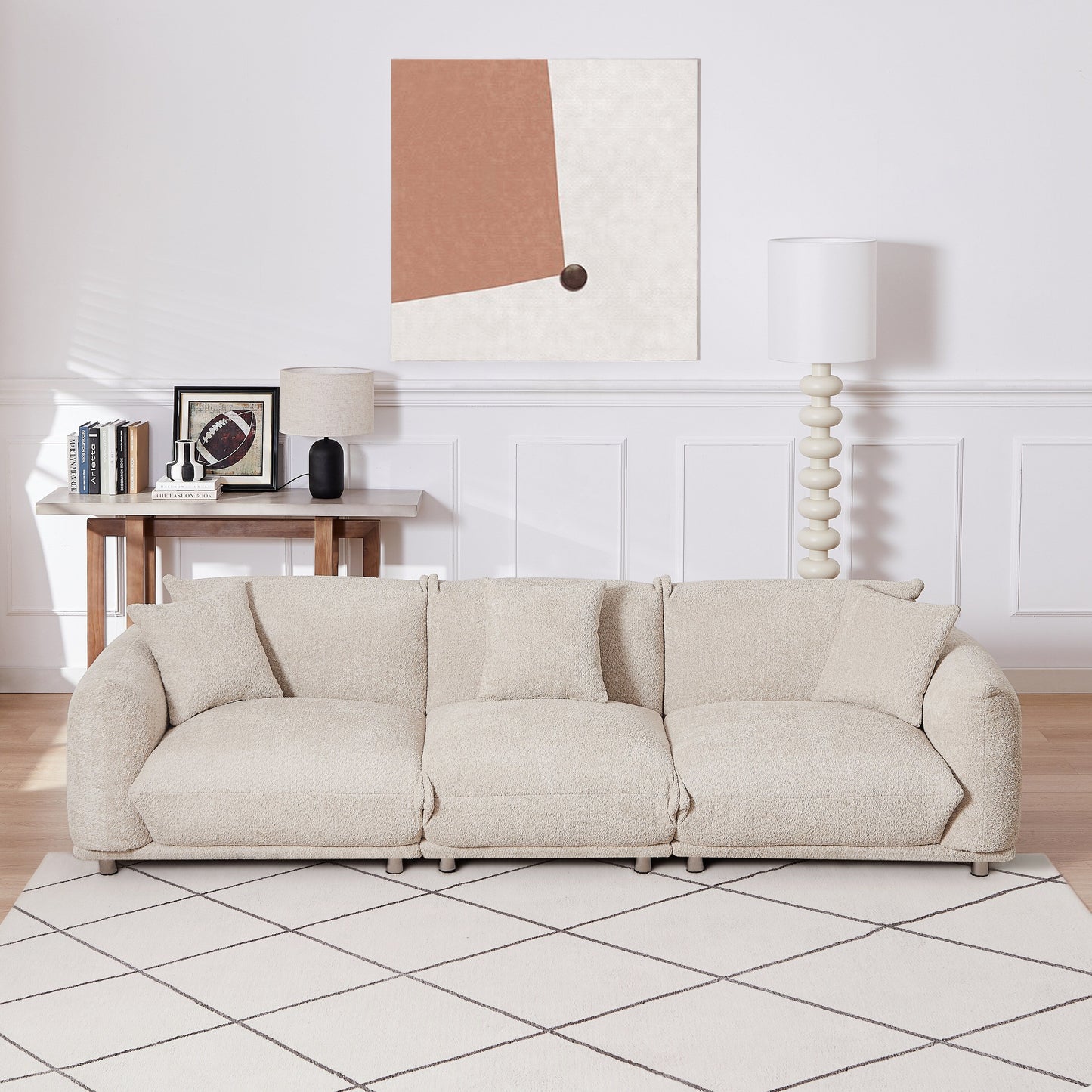 Modern 111 Oversized 3-seater Sofa with Metal Legs and Solid Wood Frame for Living Room