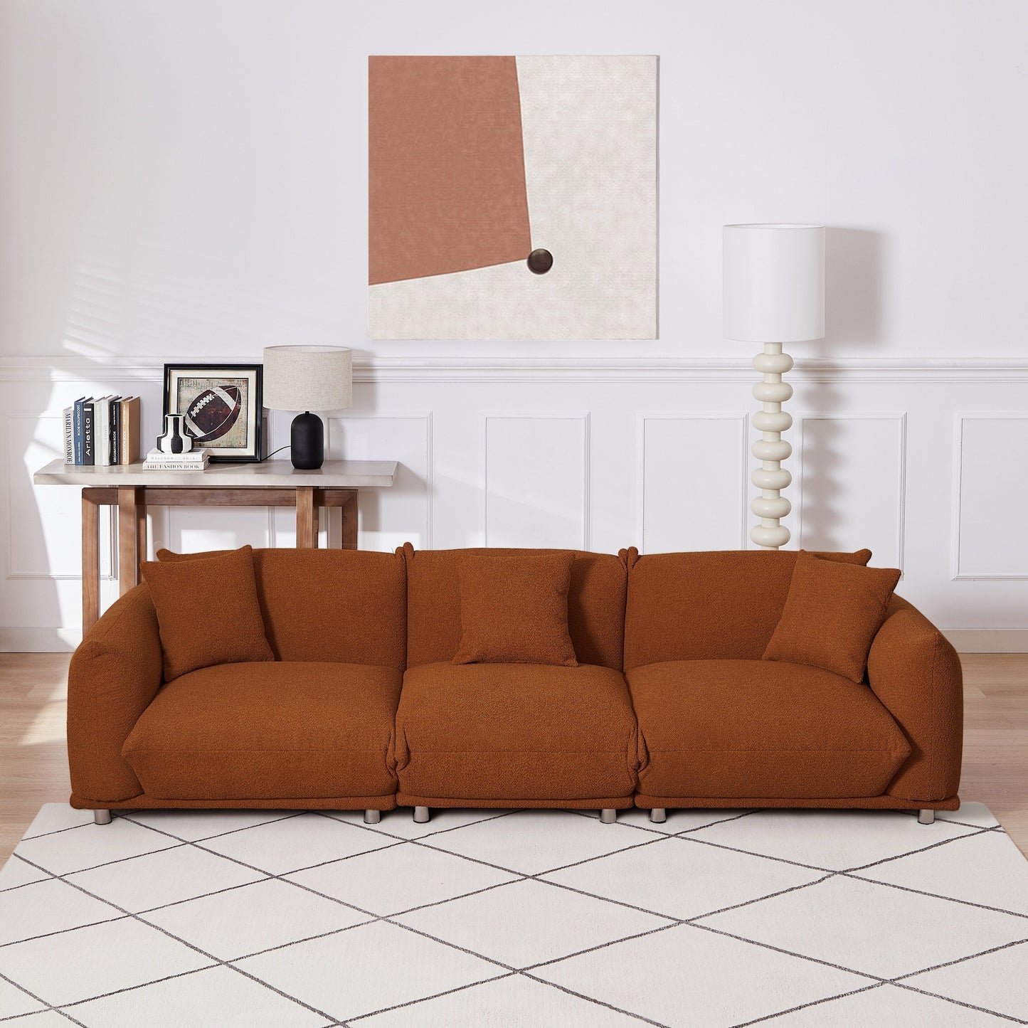 Modern 111 Oversized 3-seater Sofa with Metal Legs and Solid Wood Frame for Living Room